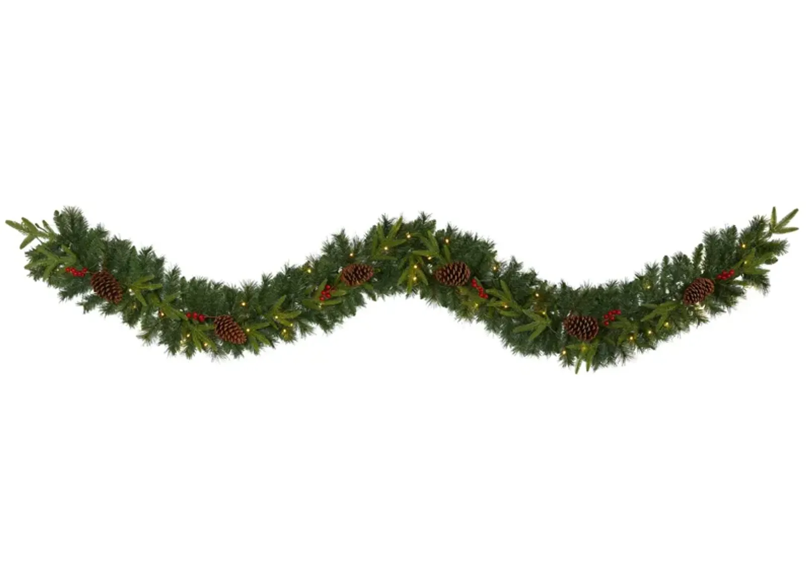 9ft. Pre-Lit Mixed Pine Artificial Christmas Garland in Green by Bellanest