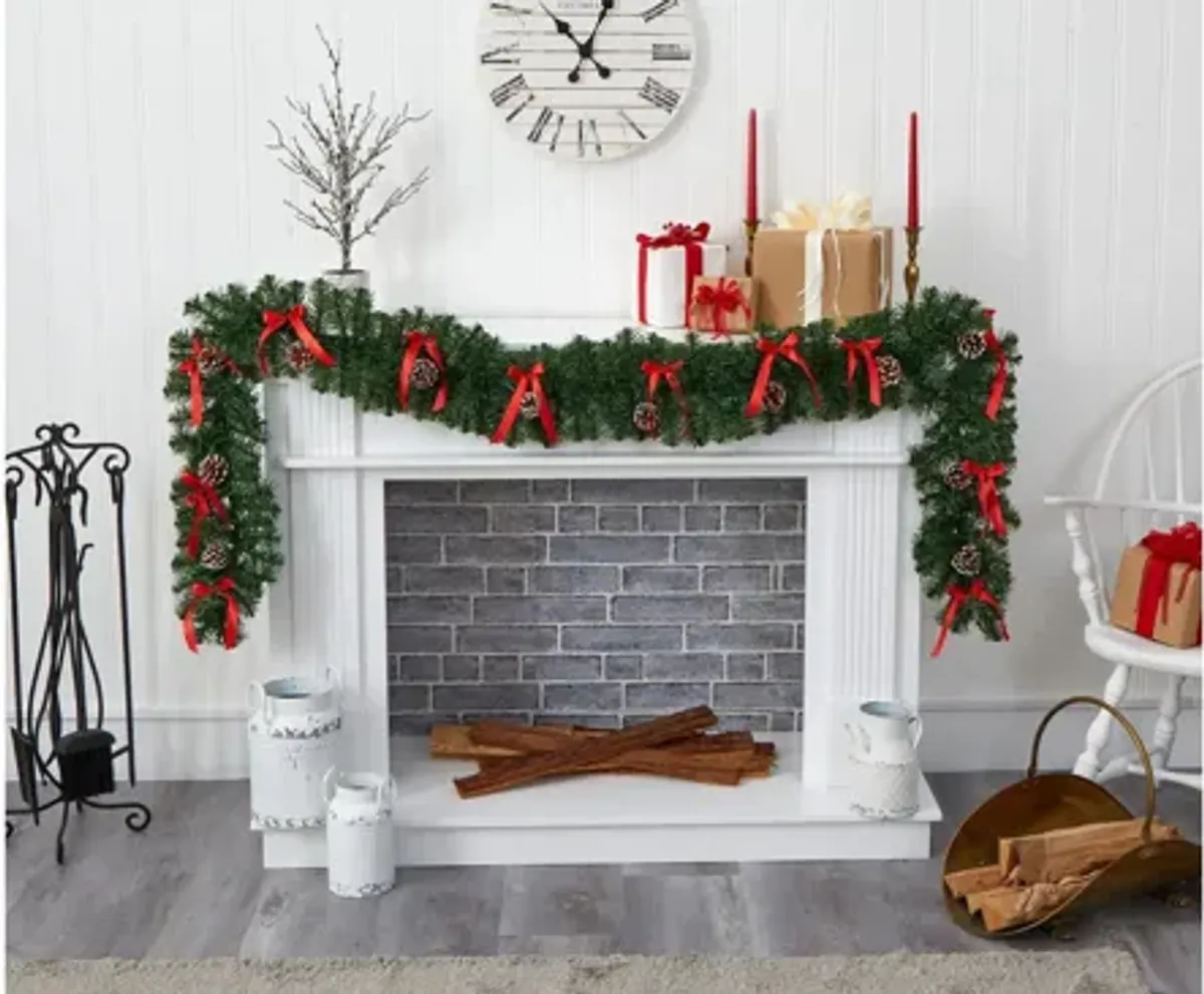 9ft. Pre-Lit Bow and Pinecone Artificial Christmas Garland