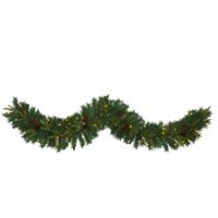 6ft. Pre-Lit Mixed Pine Artificial Christmas Garland in Green by Bellanest