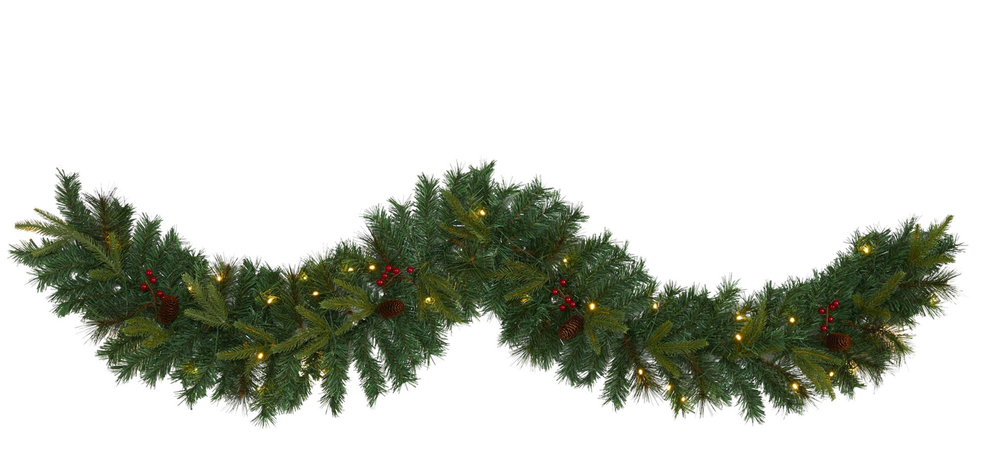 6ft. Pre-Lit Mixed Pine Artificial Christmas Garland in Green by Bellanest