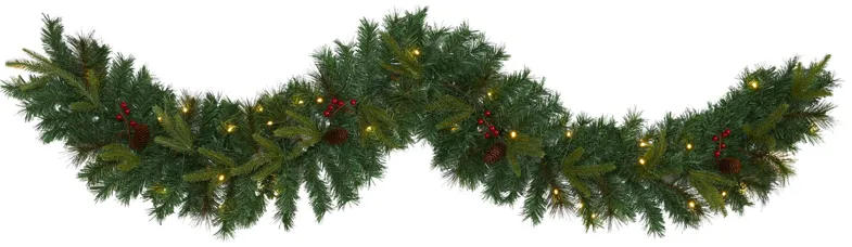 6ft. Pre-Lit Mixed Pine Artificial Christmas Garland in Green by Bellanest