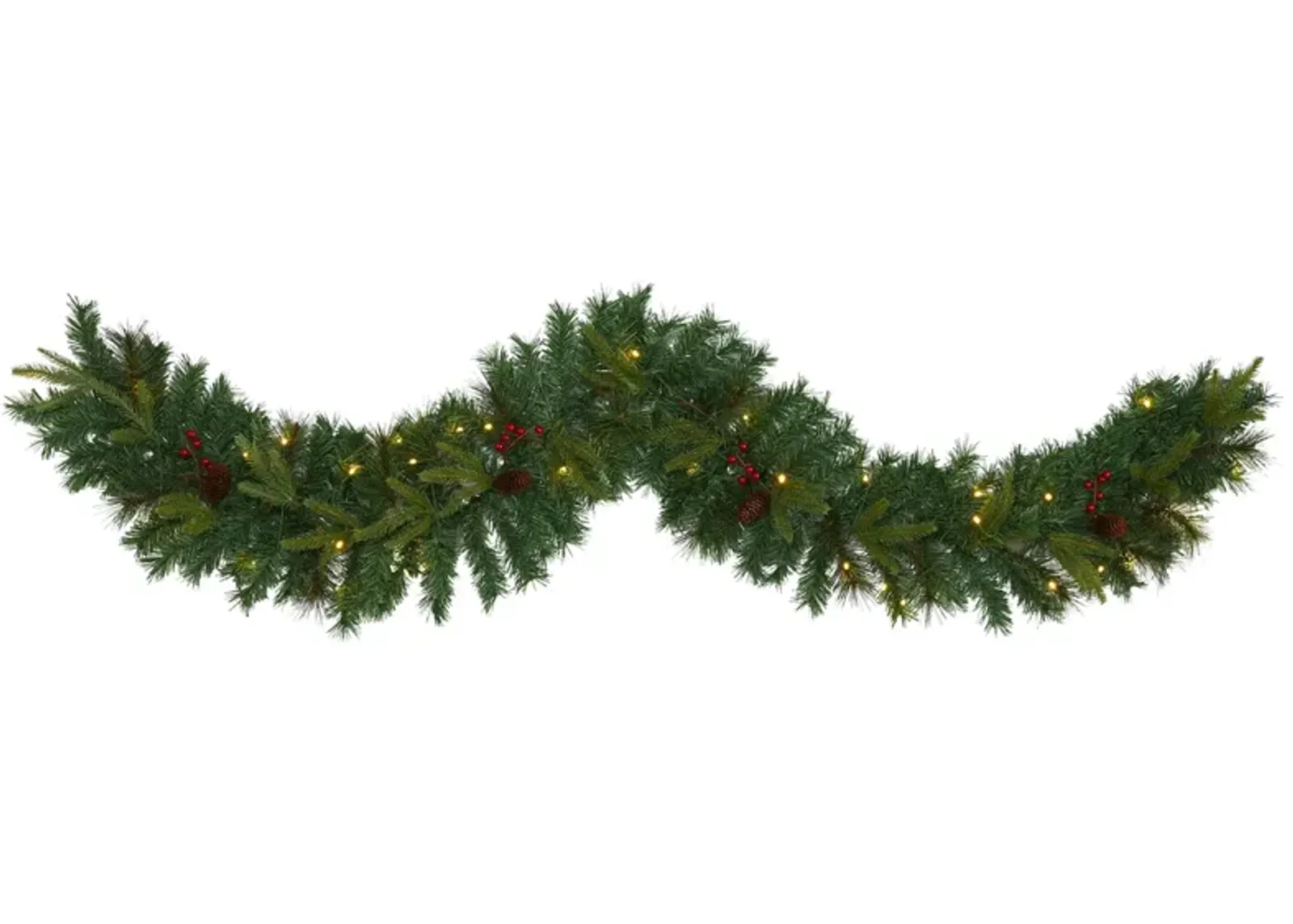 6ft. Pre-Lit Mixed Pine Artificial Christmas Garland in Green by Bellanest