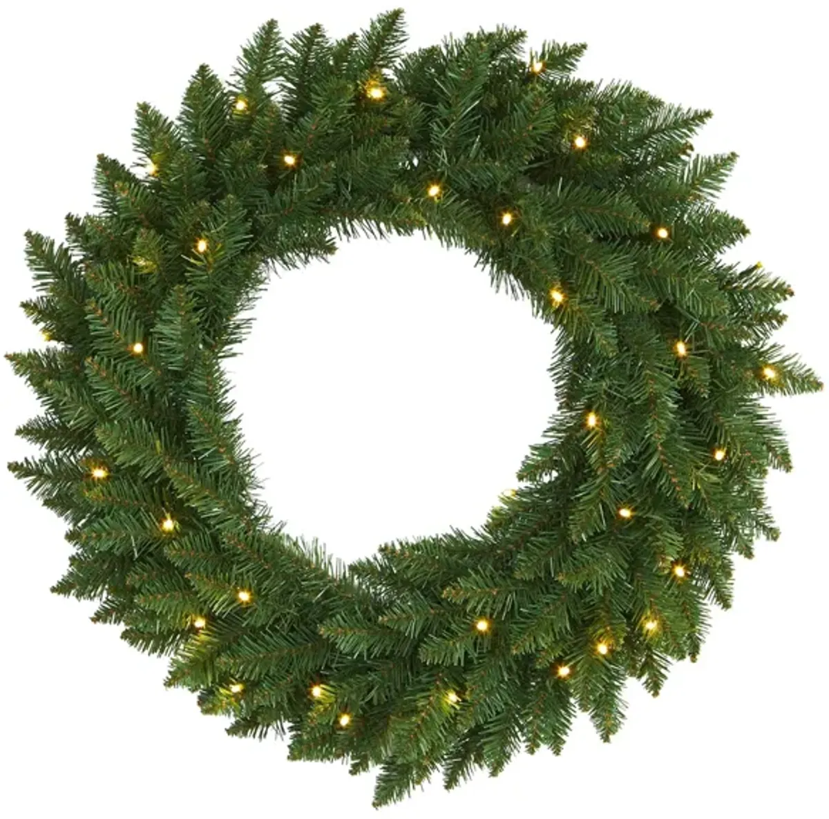 24in. Pre-Lit Green Pine Artificial Christmas Wreath in Green by Bellanest