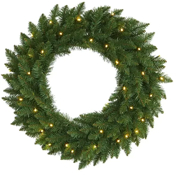 24in. Pre-Lit Green Pine Artificial Christmas Wreath
