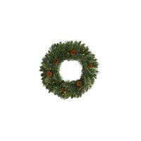 24in. Pre-Lit White Mountain Pine Artificial Christmas Wreath in Green by Bellanest