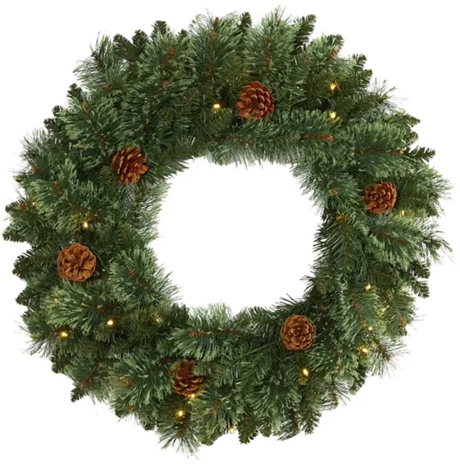 24in. Pre-Lit White Mountain Pine Artificial Christmas Wreath