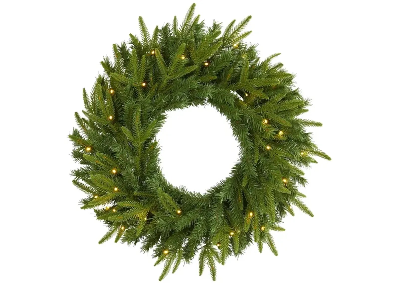 24in. Pre-Lit Long Pine Artificial Christmas Wreath in Green by Bellanest