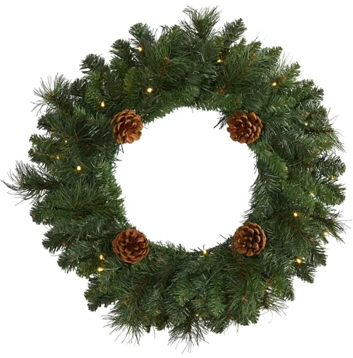 20in. Pre-Lit Pine Artificial Christmas Wreath in Green by Bellanest