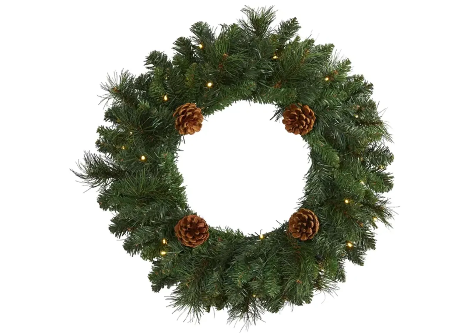 20in. Pre-Lit Pine Artificial Christmas Wreath in Green by Bellanest