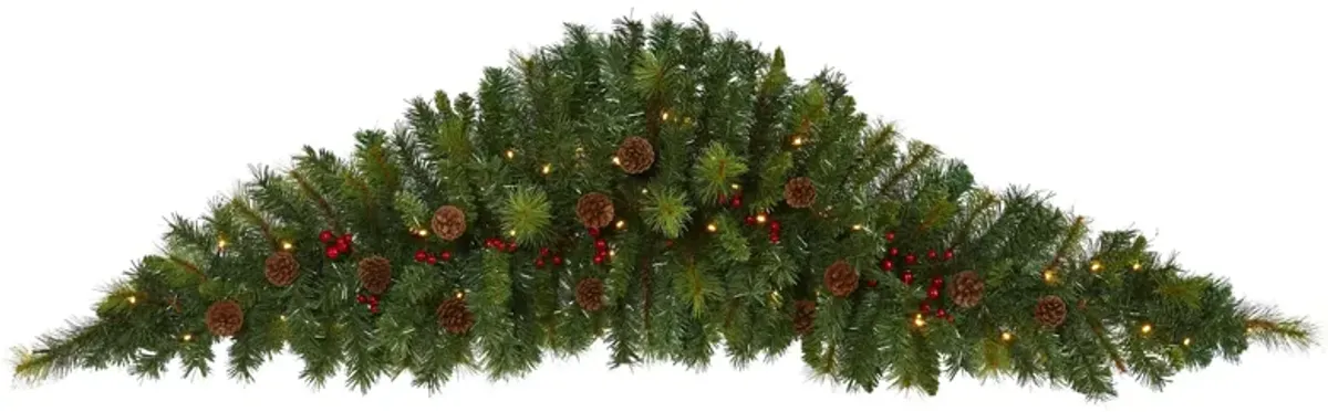 6ft. Pre-Lit Artificial Christmas Swag in Green by Bellanest