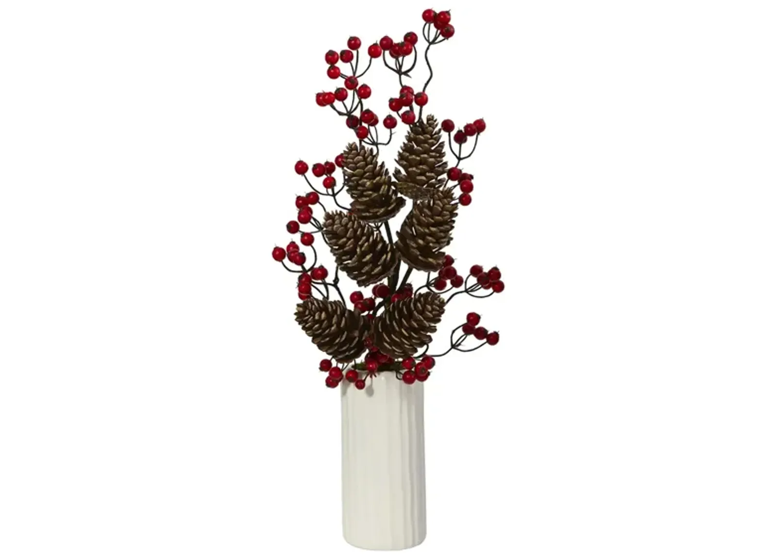 23in. Pinecone and Berries Arrangement in Red/Brown by Bellanest