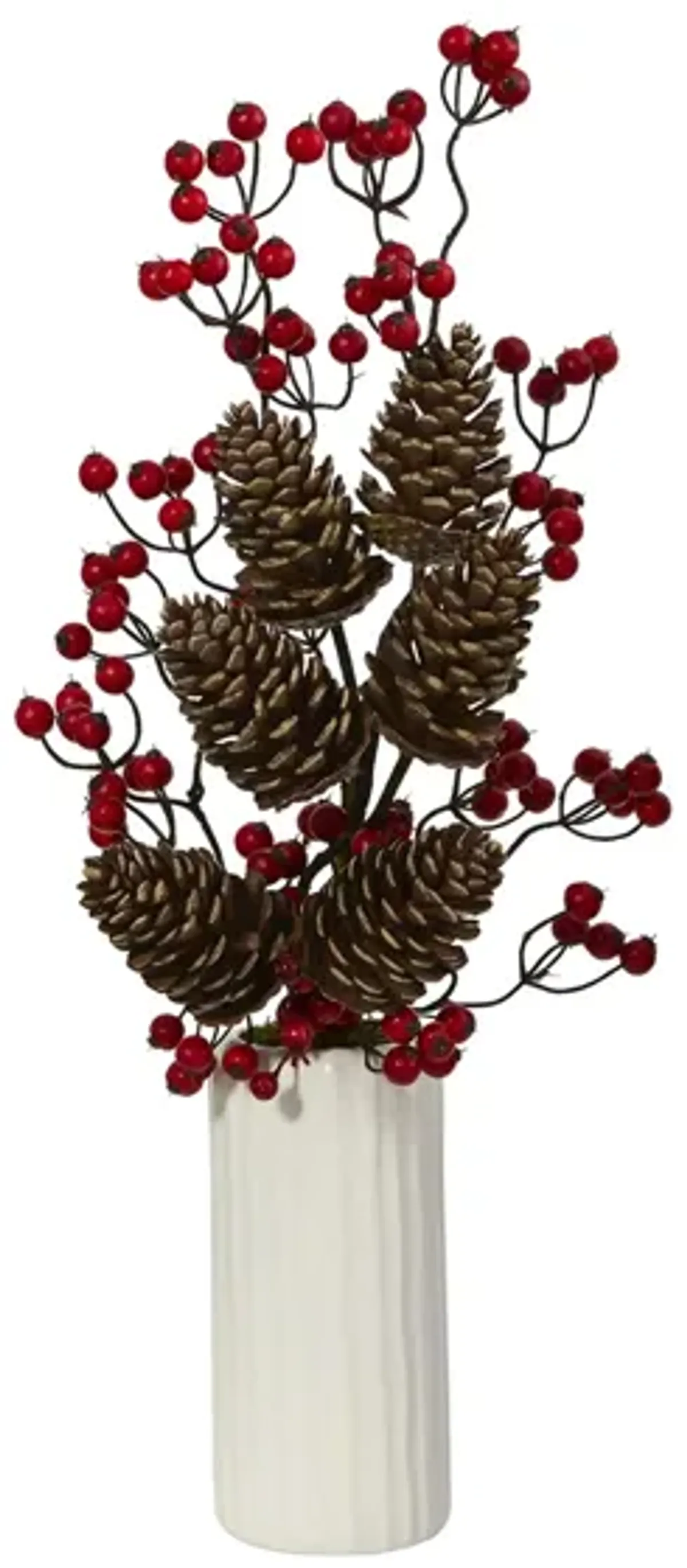 23in. Pinecone and Berries Arrangement in Red/Brown by Bellanest