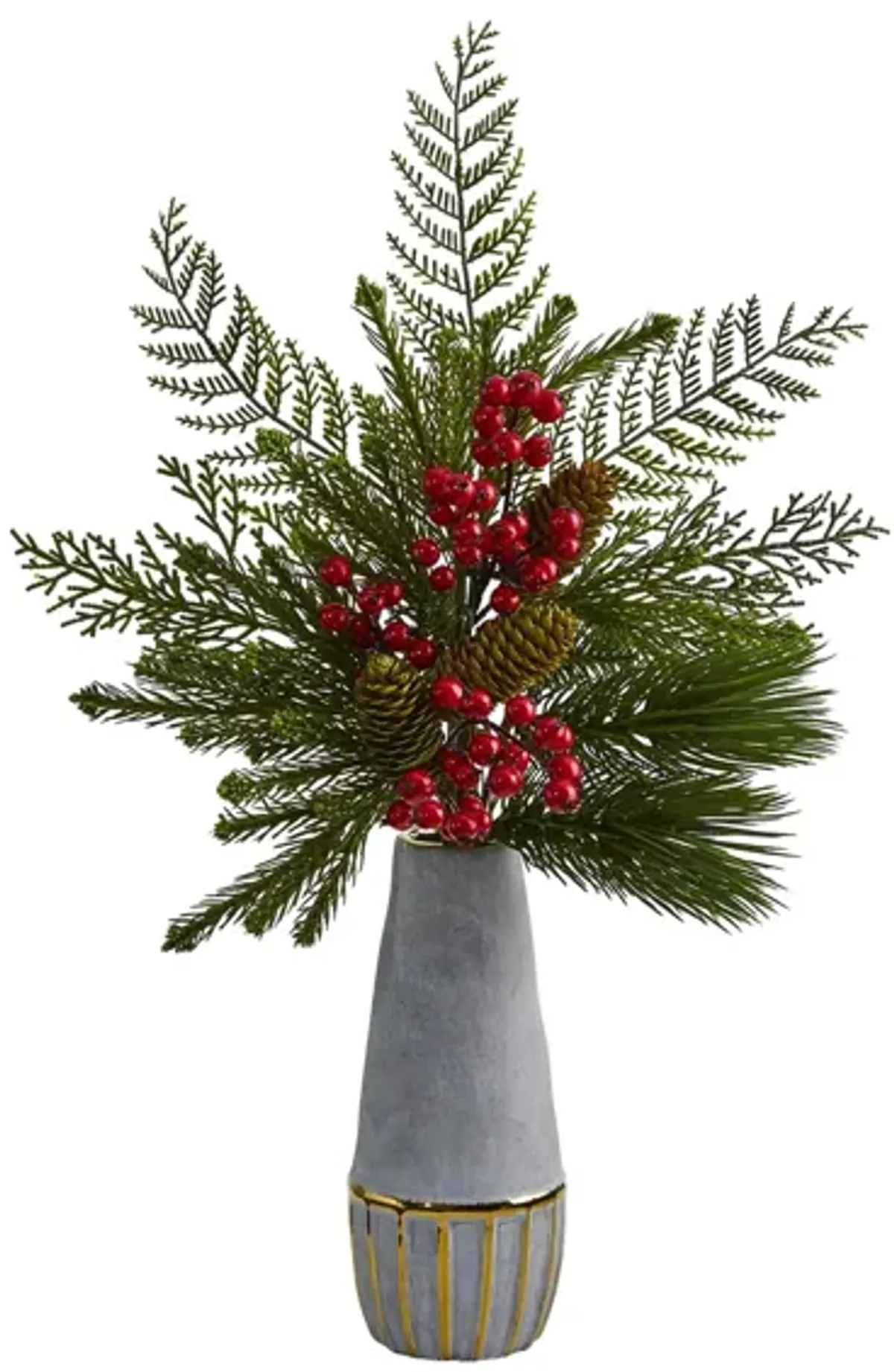 24in. Mixed Pine, Pinecone and Berry Arrangement in Red/Green by Bellanest