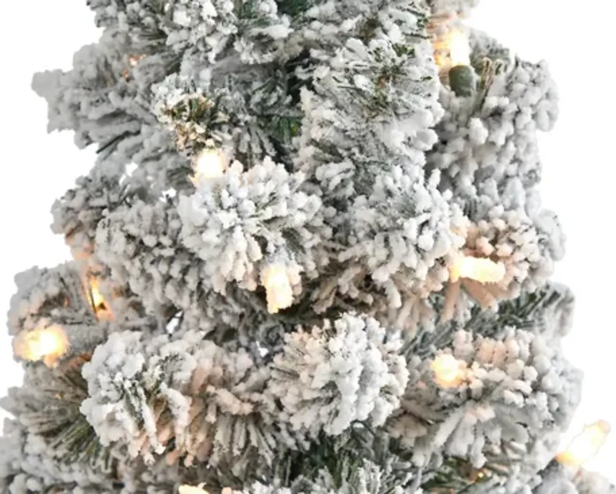 3ft. Pre-Lit Flocked Pencil Artificial Christmas Tree