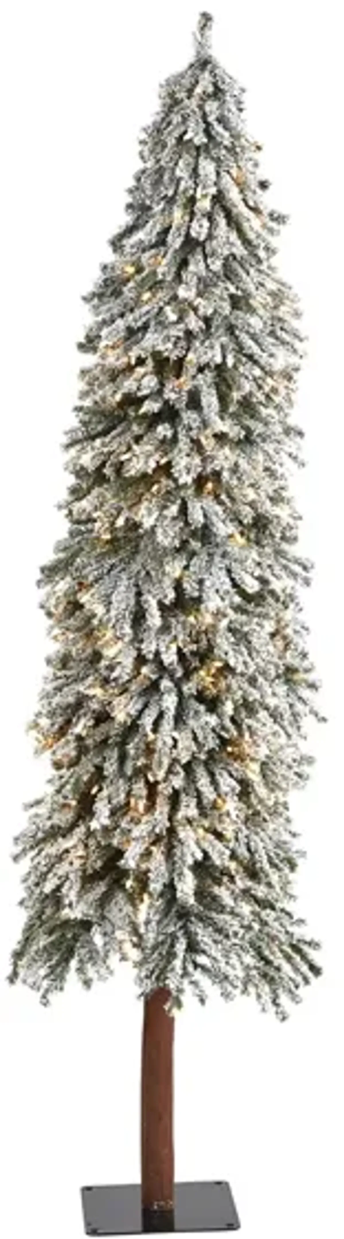 7ft. Pre-Lit Flocked Grand Alpine Artificial Christmas Tree