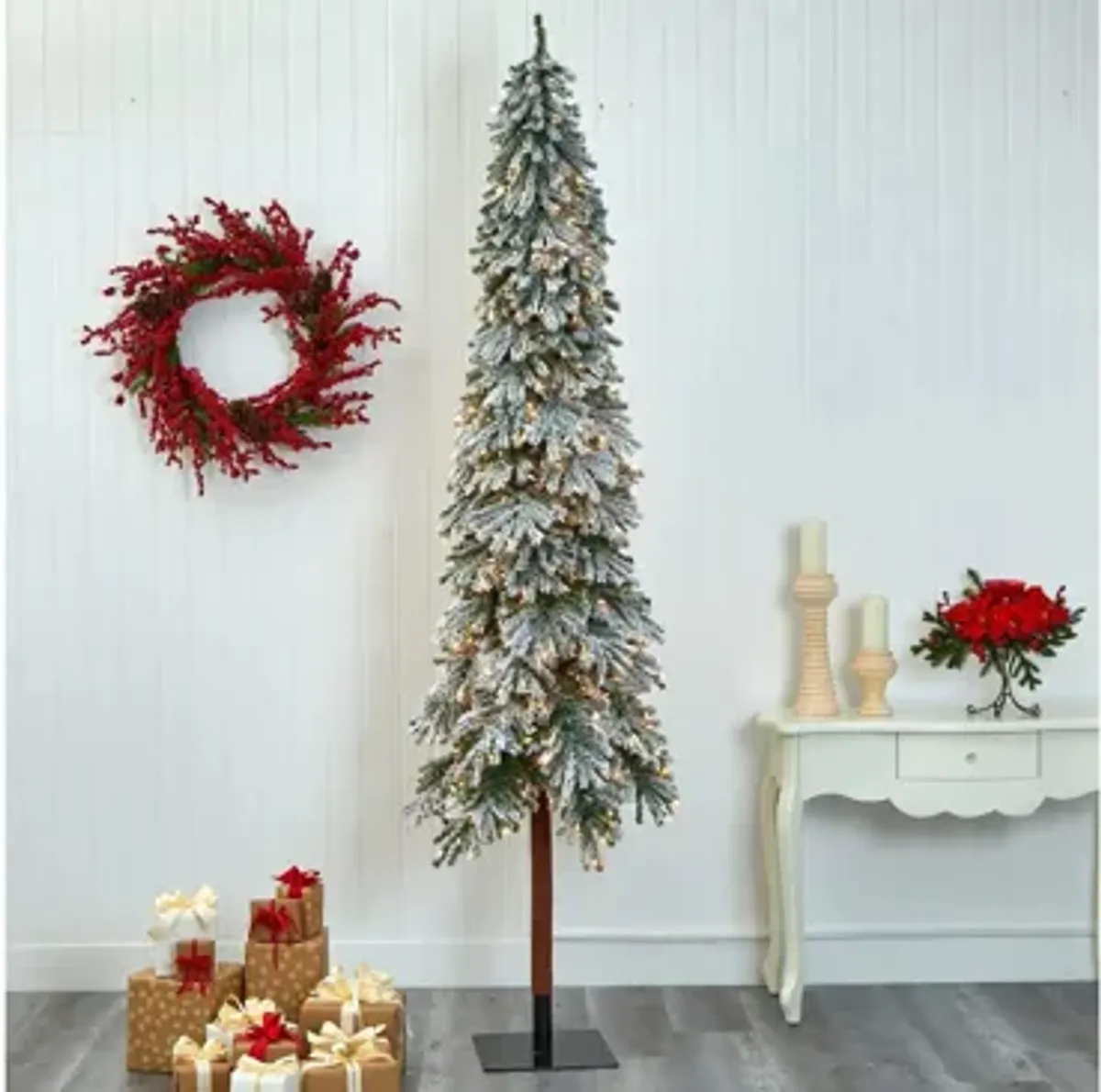 9ft. Pre-Lit Flocked Grand Alpine Artificial Christmas Tree