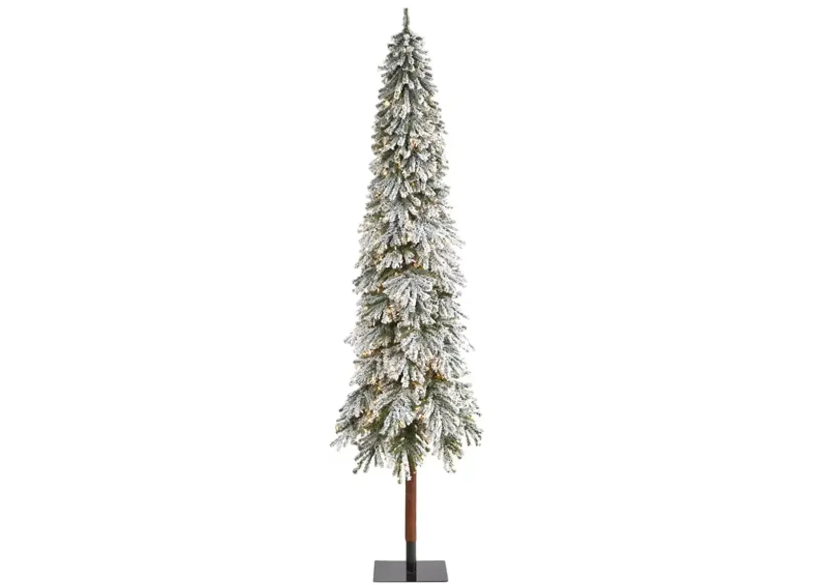 9ft. Pre-Lit Flocked Grand Alpine Artificial Christmas Tree in White/Green by Bellanest