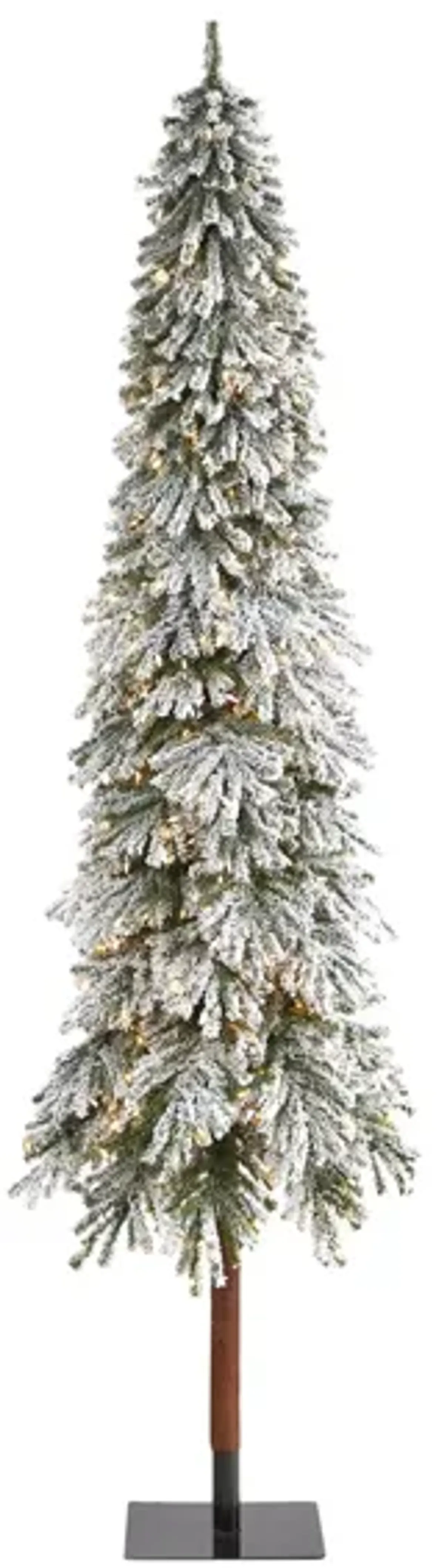 9ft. Pre-Lit Flocked Grand Alpine Artificial Christmas Tree in White/Green by Bellanest