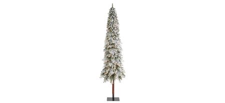9ft. Pre-Lit Flocked Grand Alpine Artificial Christmas Tree in White/Green by Bellanest