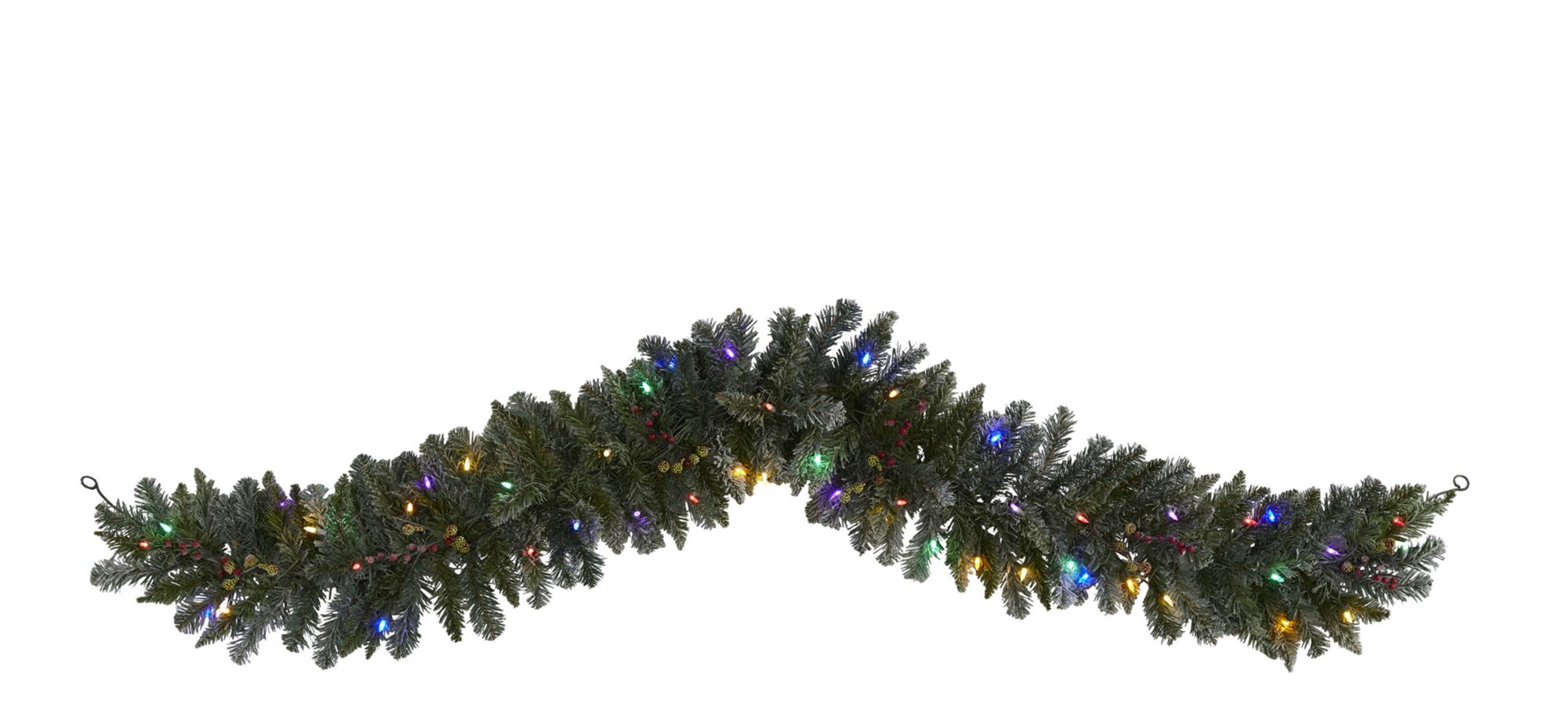 6ft. Pre-Lit Flocked Artificial Christmas Garland in Green by Bellanest