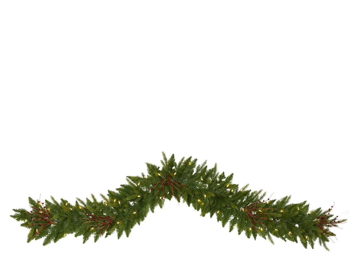 6ft. Pre-Lit Christmas Pine Artificial Garland in Green by Bellanest