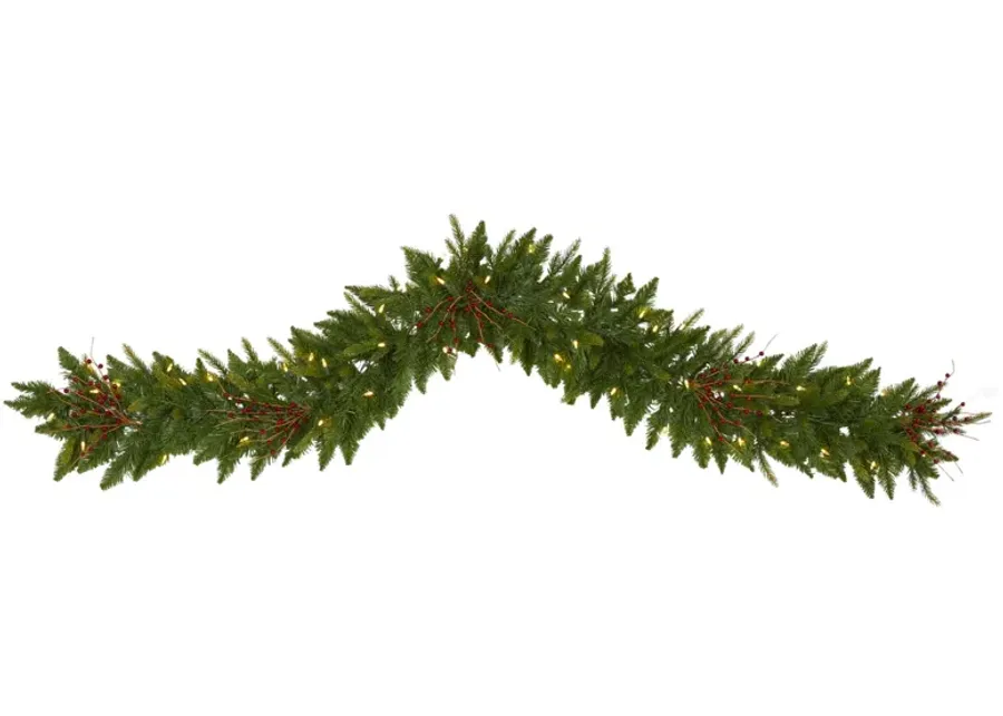 6ft. Pre-Lit Christmas Pine Artificial Garland in Green by Bellanest