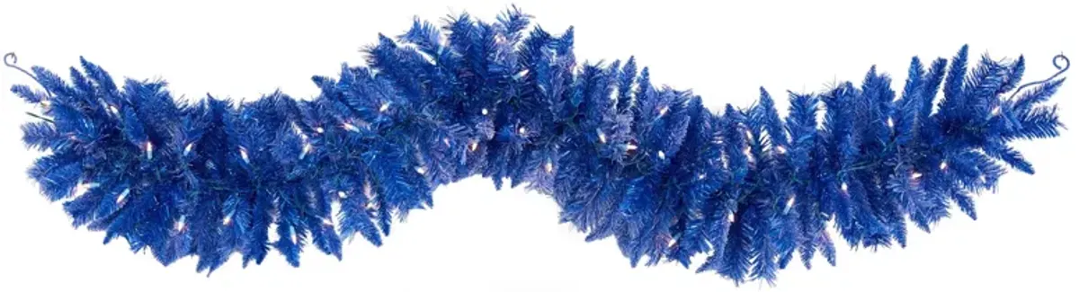 6ft. Pre-Lit Blue Artificial Christmas Garland in Blue by Bellanest