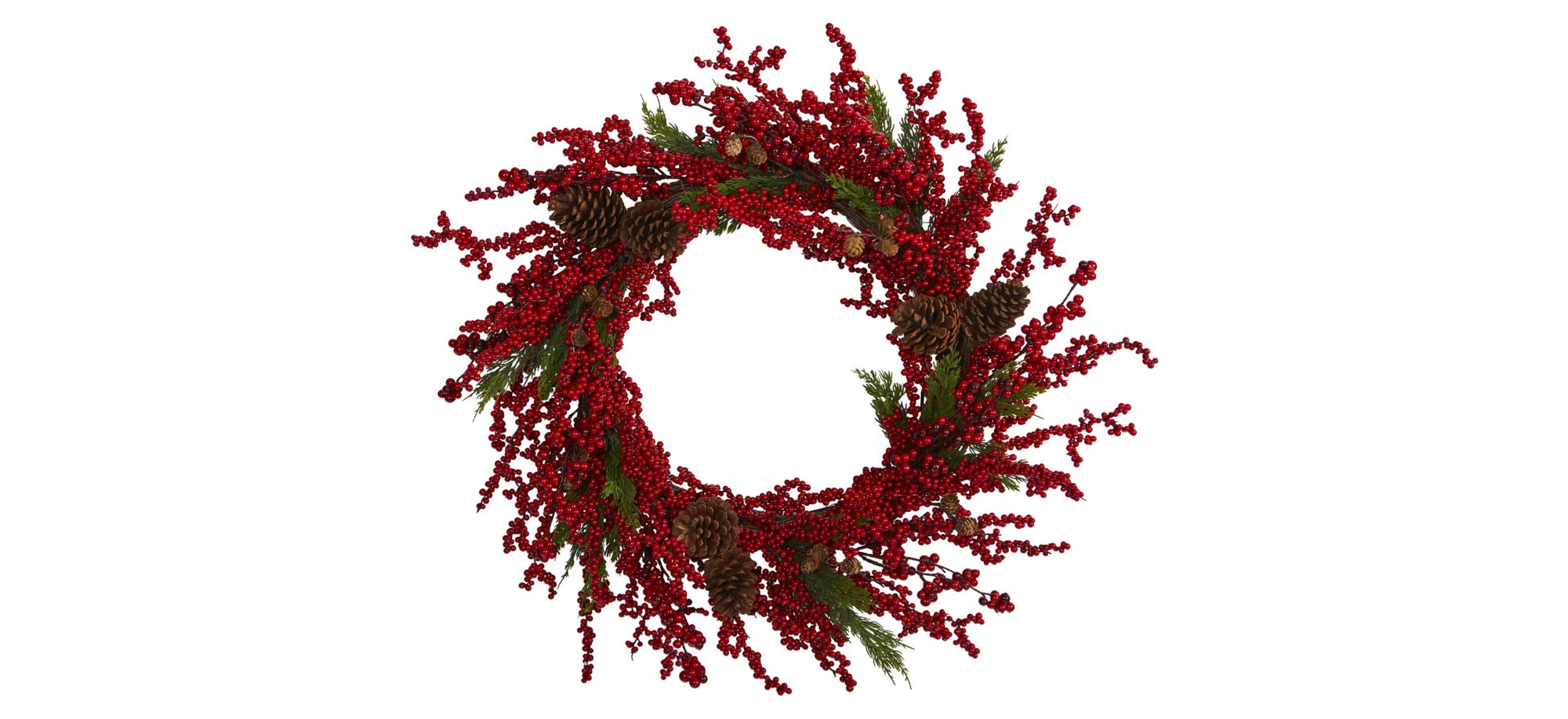 34in. Cypress Artificial Wreath in Red by Bellanest