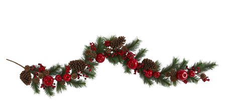 6ft. Apple, Berries and Pinecone Artificial Garland in Green by Bellanest