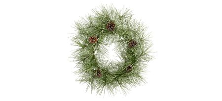 24in. Iced Pine Artificial Wreath in Green by Bellanest