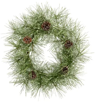 24in. Iced Pine Artificial Wreath in Green by Bellanest