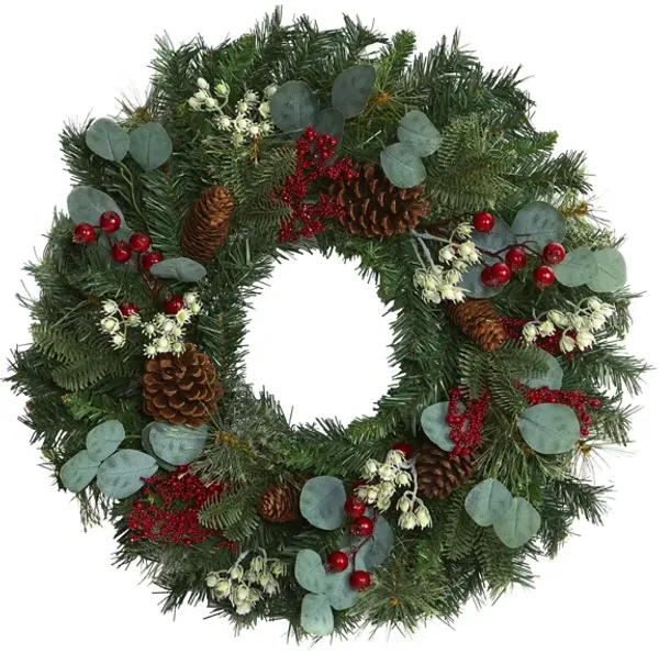 24in. Eucalyptus and Pine Artificial Wreath