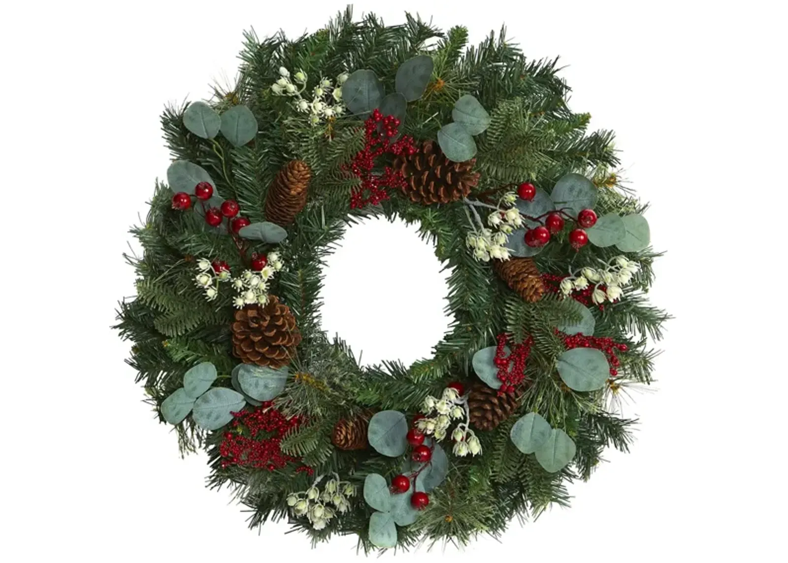 24in. Eucalyptus and Pine Artificial Wreath in Green by Bellanest