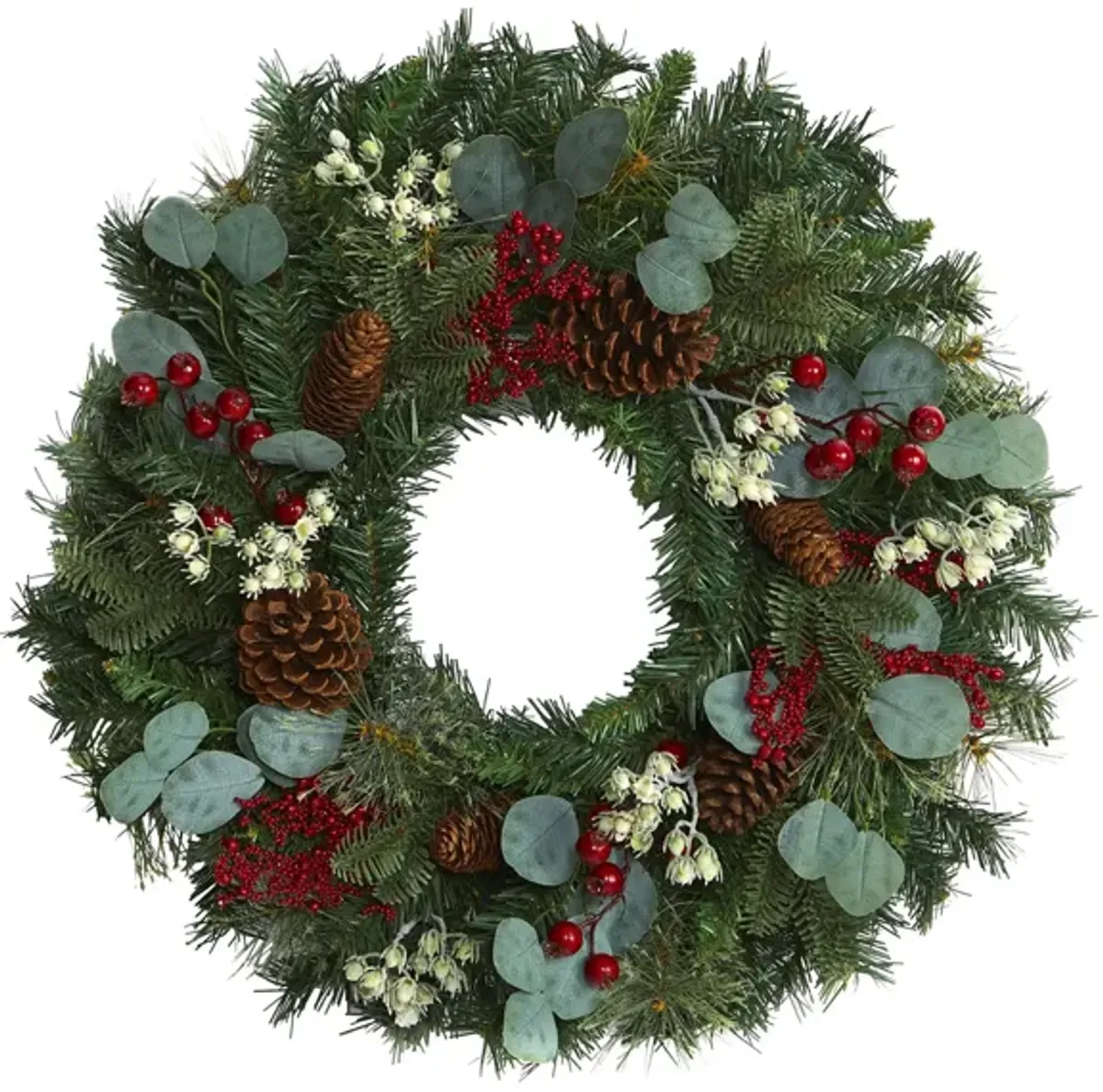 24in. Eucalyptus and Pine Artificial Wreath in Green by Bellanest