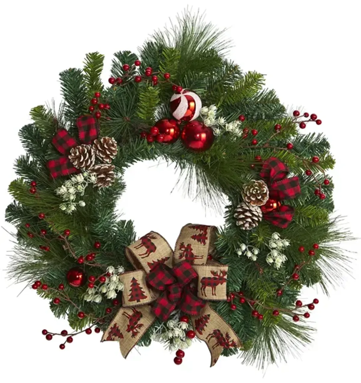 24in. Christmas Pine Artificial Wreath in Green by Bellanest