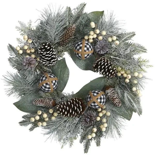 24in. Snow Tipped Holiday Artificial Wreath
