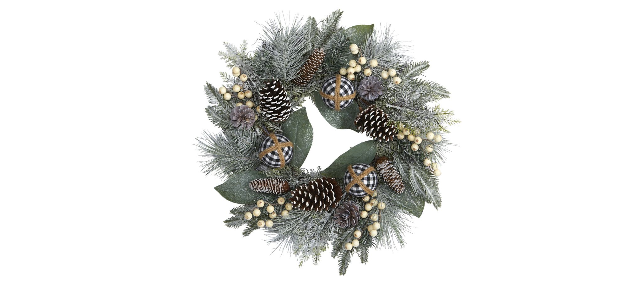 24in. Snow Tipped Holiday Artificial Wreath in Green by Bellanest