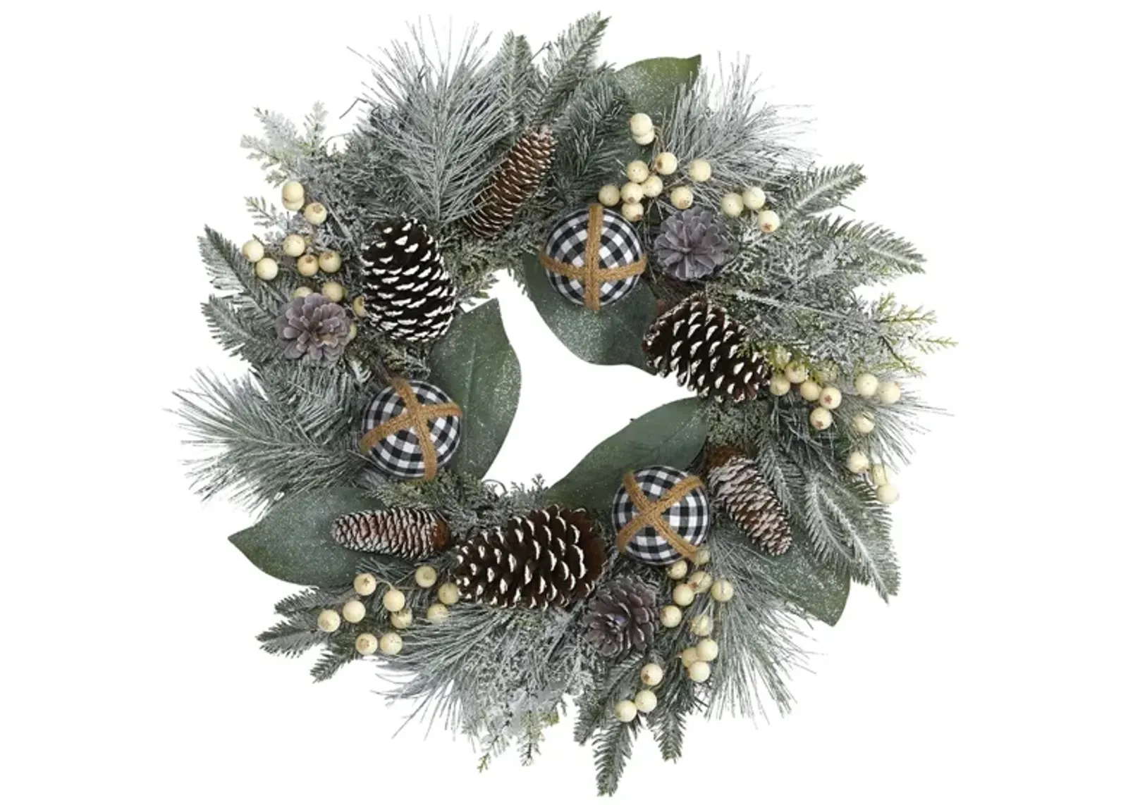 24in. Snow Tipped Holiday Artificial Wreath in Green by Bellanest