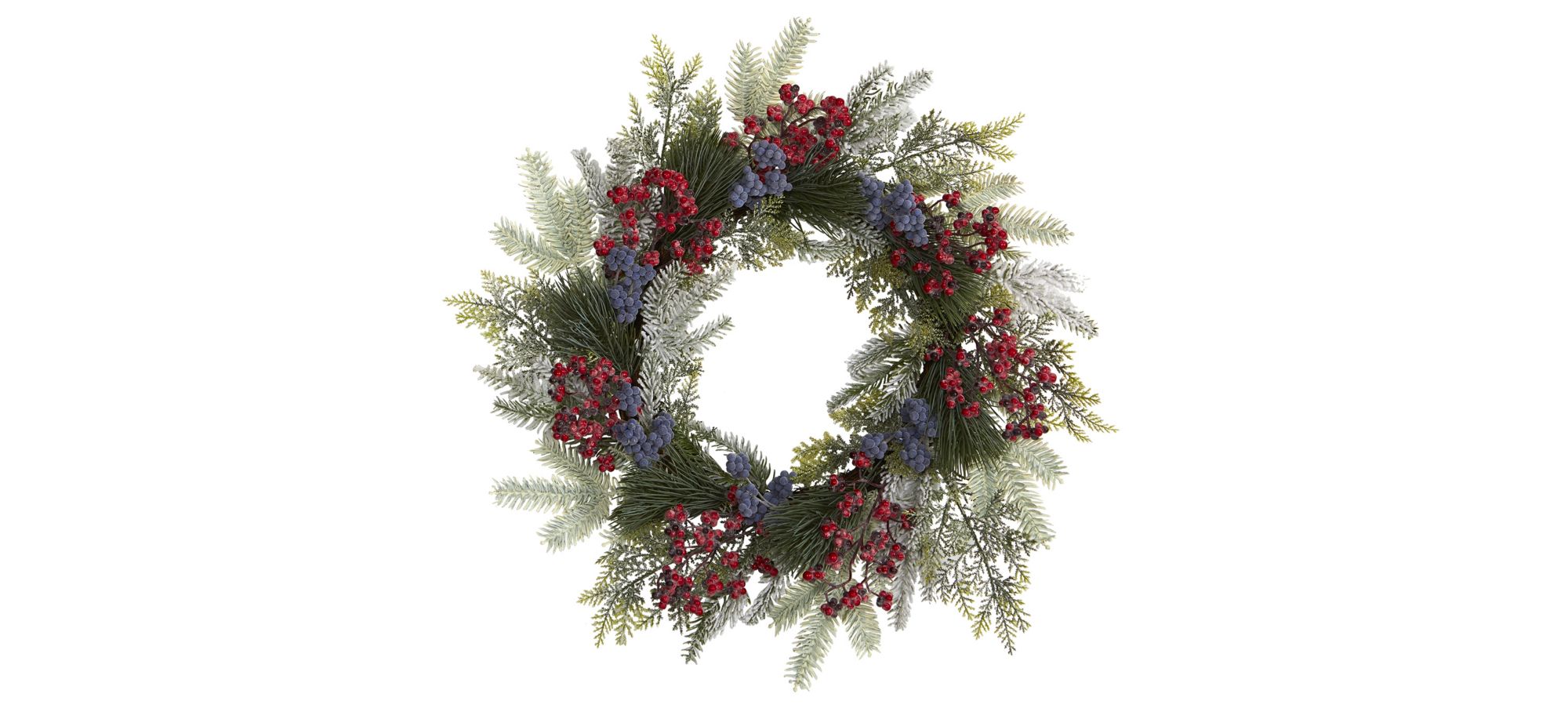 24in. Pine and Cedar Artificial Wreath in Green by Bellanest