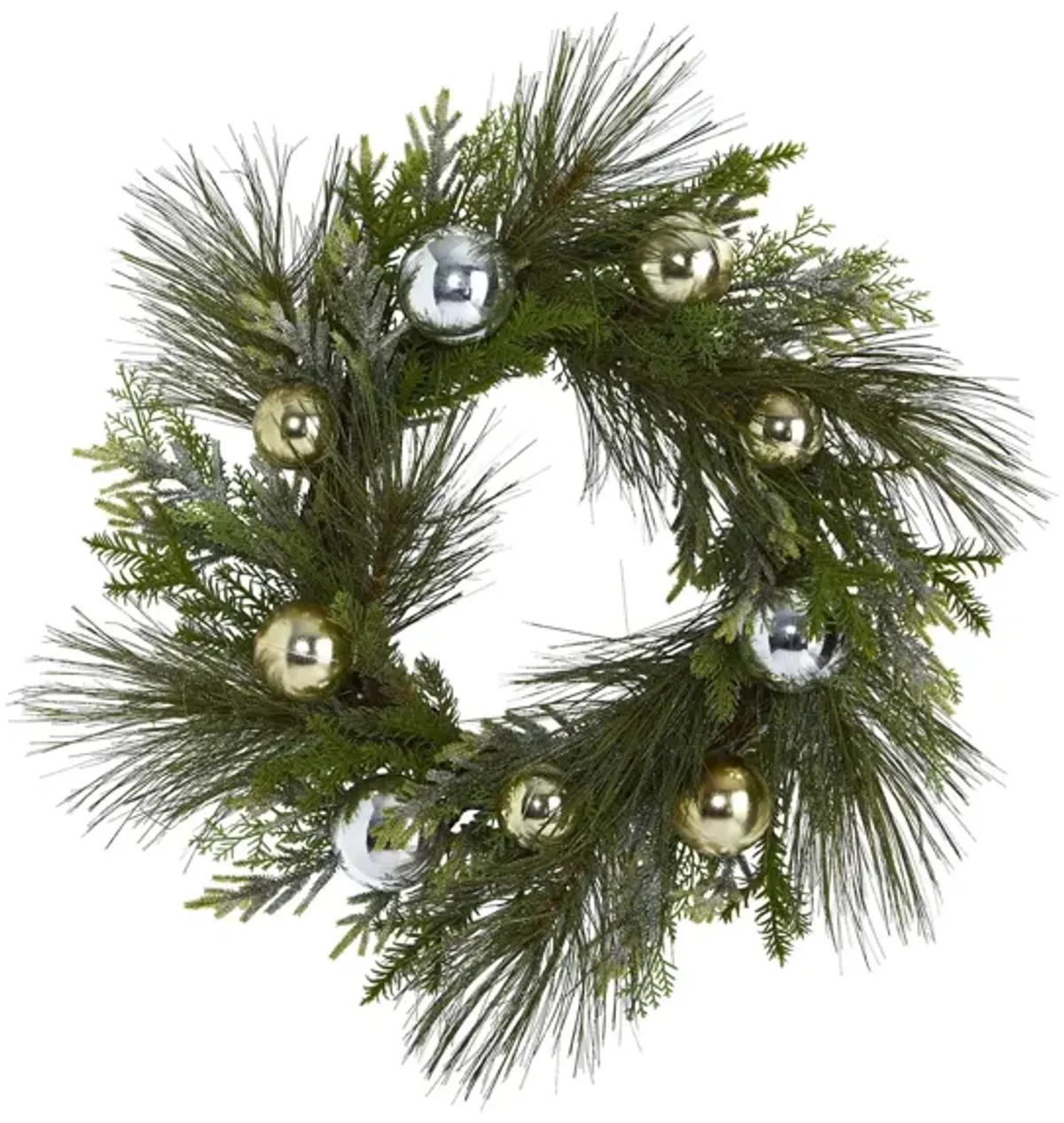 26in. Sparkling Pine Artificial Wreath in Green by Bellanest