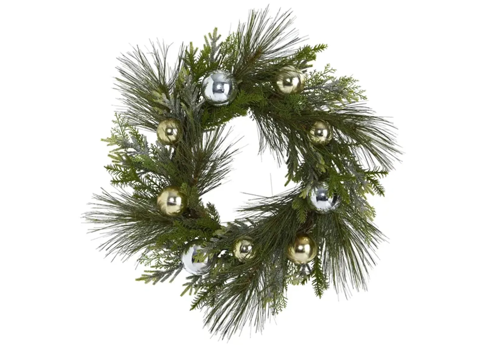 26in. Sparkling Pine Artificial Wreath in Green by Bellanest