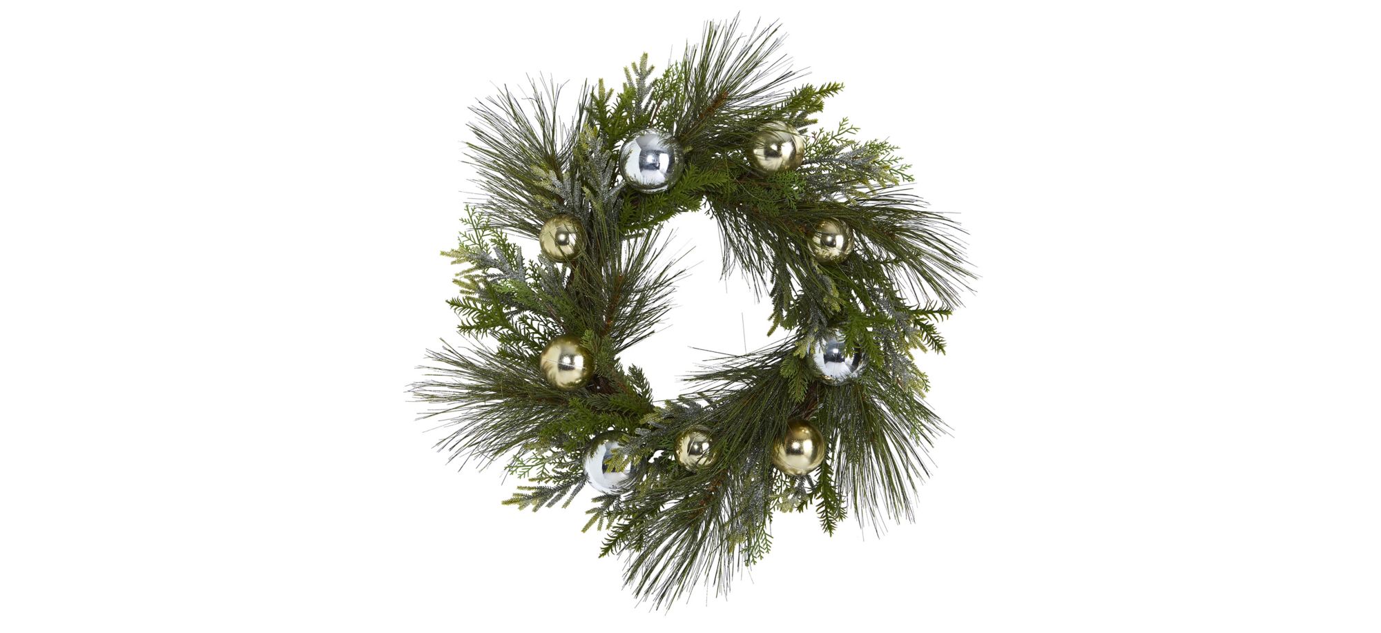 26in. Sparkling Pine Artificial Wreath in Green by Bellanest