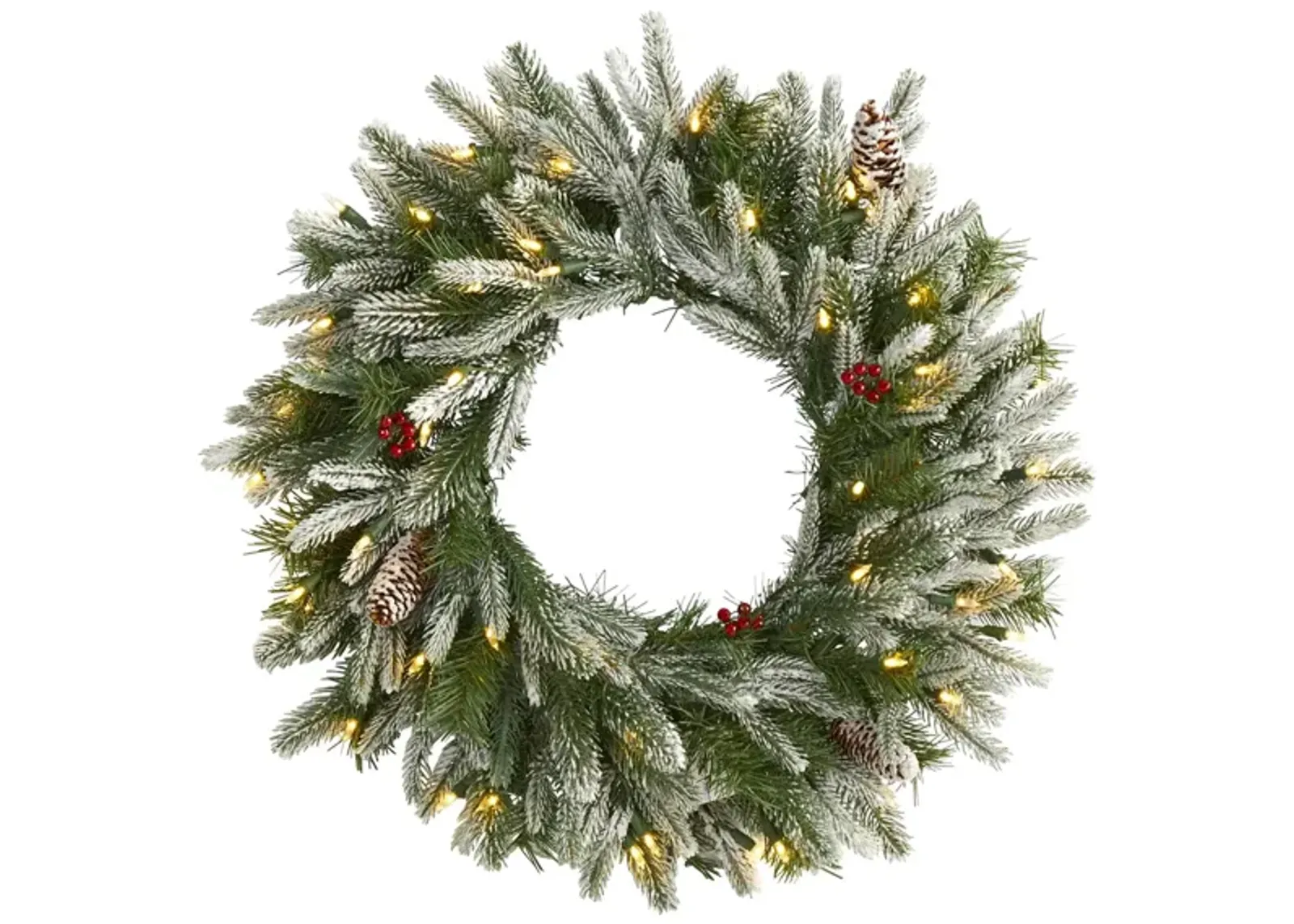 24in. Pre-Lit Snowed Artificial Christmas Wreath