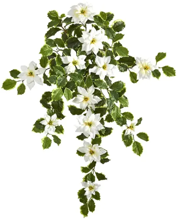 30in. Poinsettia and Variegated Holly Artificial Plant: Set of 2