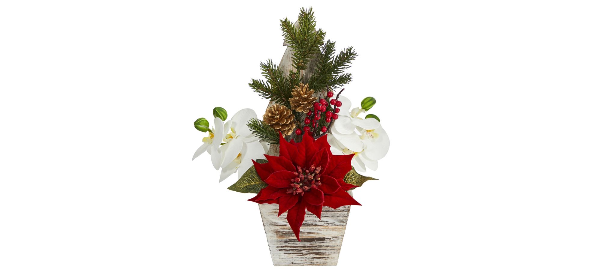 15in. Poinsettia and Orchid Arrangement in Red by Bellanest