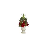 28in. Poinsettia, Grass and Succulent Arrangement in Red by Bellanest