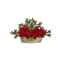 25in. Poinsettia, Succulent and Pine Arrangement in Red by Bellanest