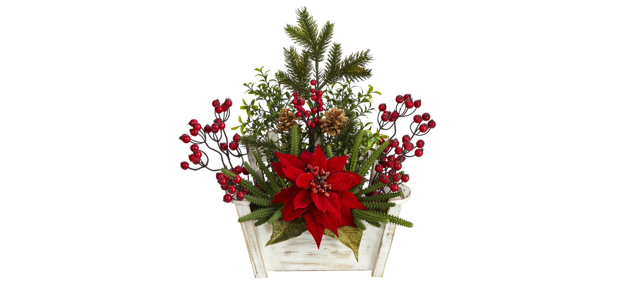 18in. Poinsettia, Succulent and Berry Arrangement in Red by Bellanest