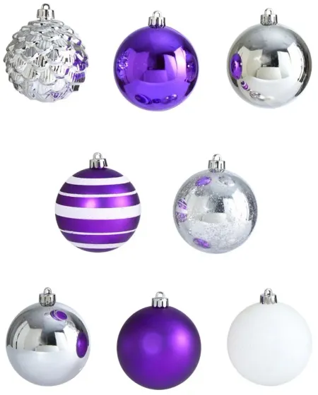 Shatterproof Christmas Tree Ornaments: Set of 64 in Purple by Bellanest