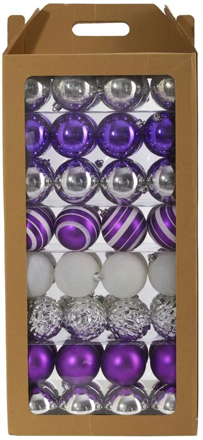 Shatterproof Christmas Tree Ornaments: Set of 64 in Purple by Bellanest